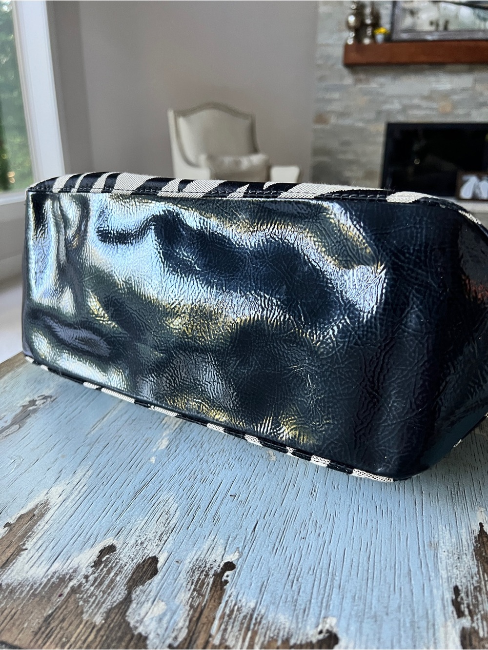 Anne Klein Black and White Zebra Print Tote - Picture 11 of 11